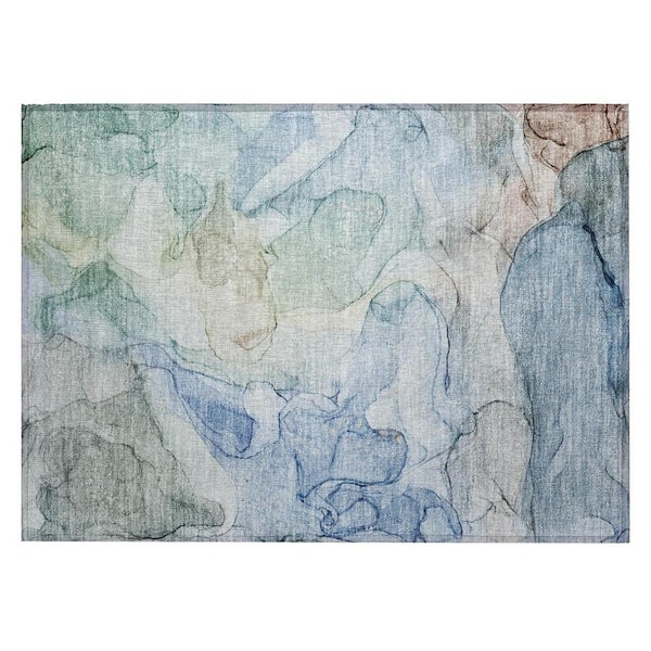 HomeRoots Blue 2 ft. x 3 ft. Abstract Indoor/Outdoor Area Rug ...