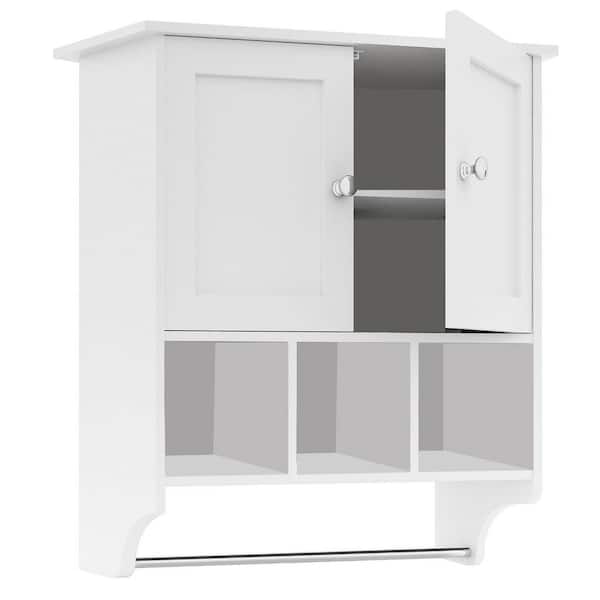 23.8 in. W x 7.8 in. D x 27.5 in. H Bathroom Storage Wall Cabinet in White with Door and Shelf