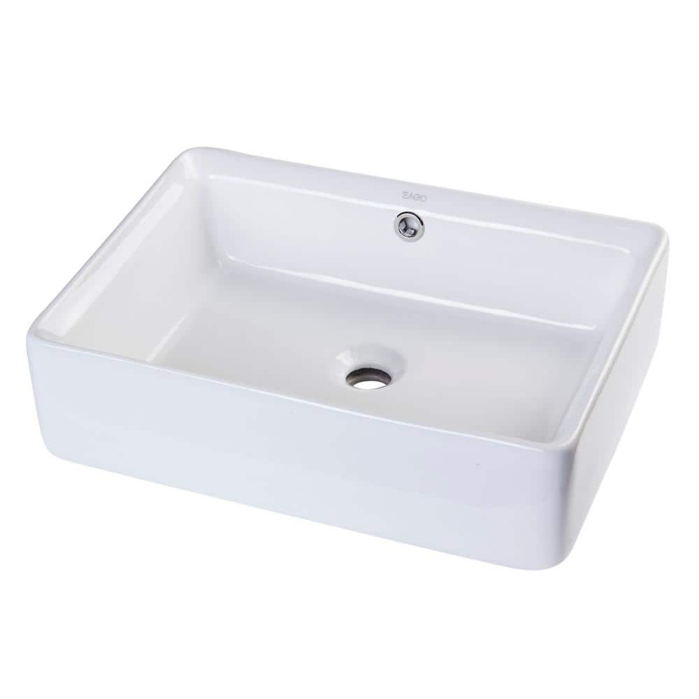 Reviews for EAGO Rectangular Ceramic Vessel Sink in White with Overflow ...