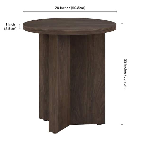 Meyer&Cross Anders 20 in. Alder Brown Round MDF Top End Table