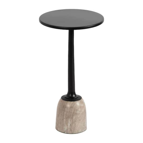 Nyall 12 in. Black Round Metal End Table