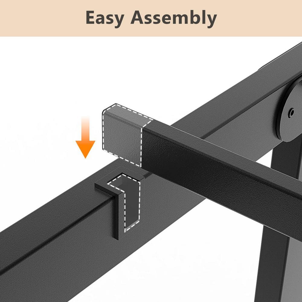 14 in. Black Metal Frame Queen Platform Bed No Box Spring Needed - thumbnail 8