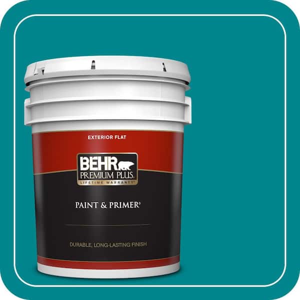BEHR PREMIUM PLUS 5 gal. #500B-7 Tucson Teal Flat Exterior Paint & Primer