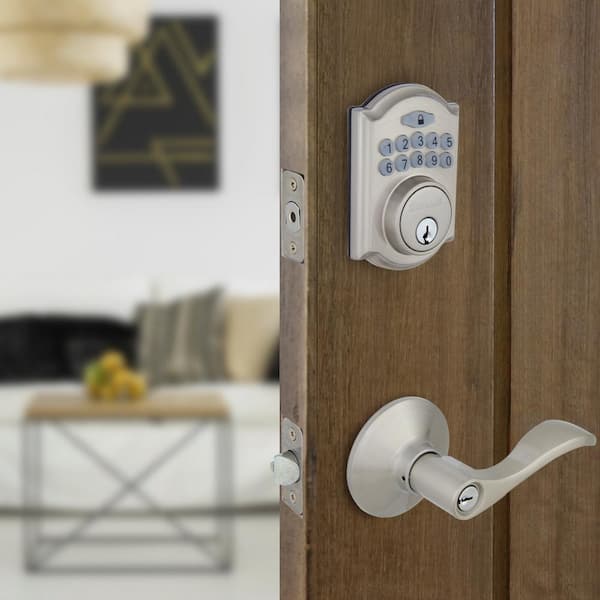 Garrison Electronic Keypad Door Lock with Juran Lever, Satin Nickel