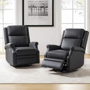 Samuel Black 29.75 in. W Modern Leather Swivel Rocker Power Recliner (Set of 2)