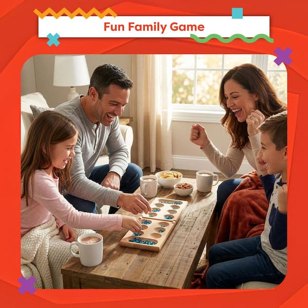 Aquamarine Games – Mancala In Legno Con Parti In Vetro, Gioco Di Strategia Per 2 Giocatori, Abilità E Tattica - 4