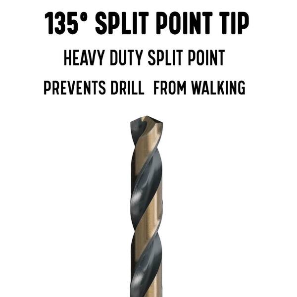 1" High Speed Steel Black & Gold 135° Split Point Heavy Duty Drill 3 Flats 