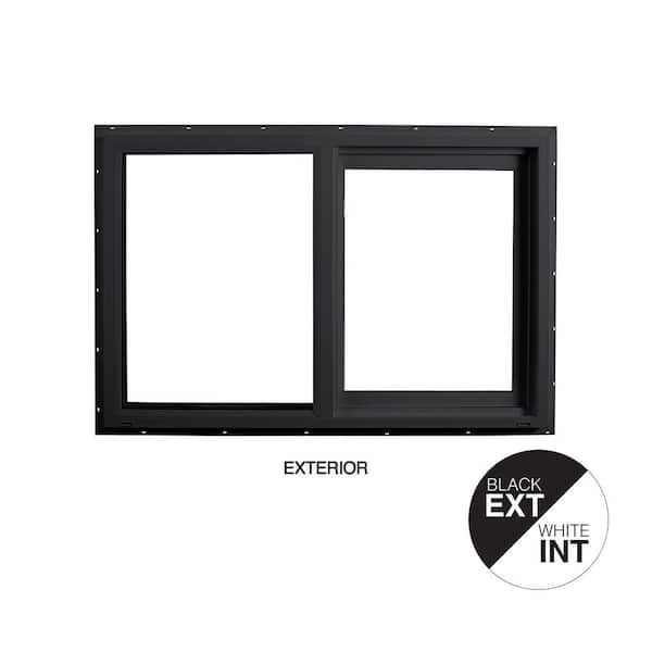 Ply Gem 35.5 in. x 23.5 in.Select Series Vinyl Horizontal Sliding Left Hand Black Window with White Int, HP2+ Glass and Screen