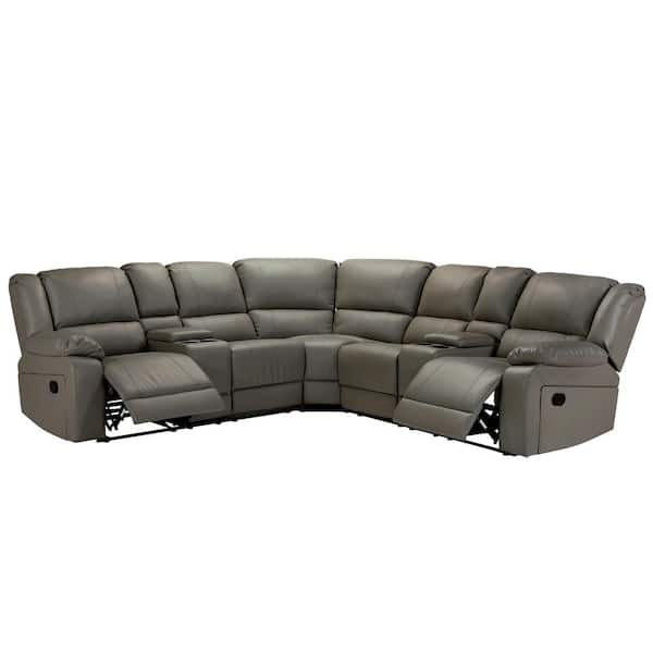 Angeles Home 108 25 In 7 Piece Faux, Large Leather Sectional Couch With Recliners