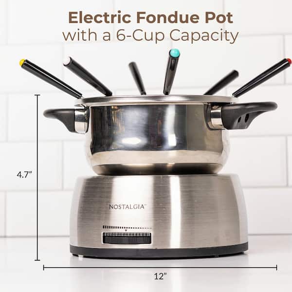GREECHO Fondue Pot Electric Set, 2.6 Qt Stainless Steel Electric Fondue Pot  with 3 Preset Mode (Cheese, Chocolate & Broth), 1200W Fondue Pot Set with