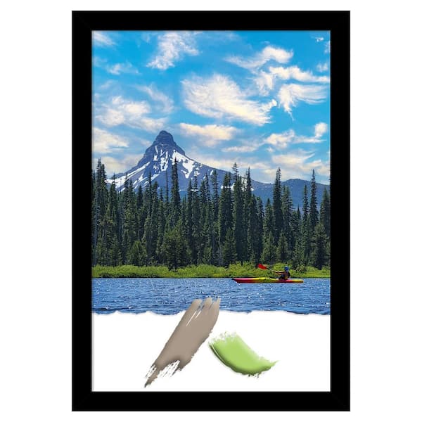Amanti Art Basic Black Narrow Wood Picture Frame Opening Size 24 x 36 in.