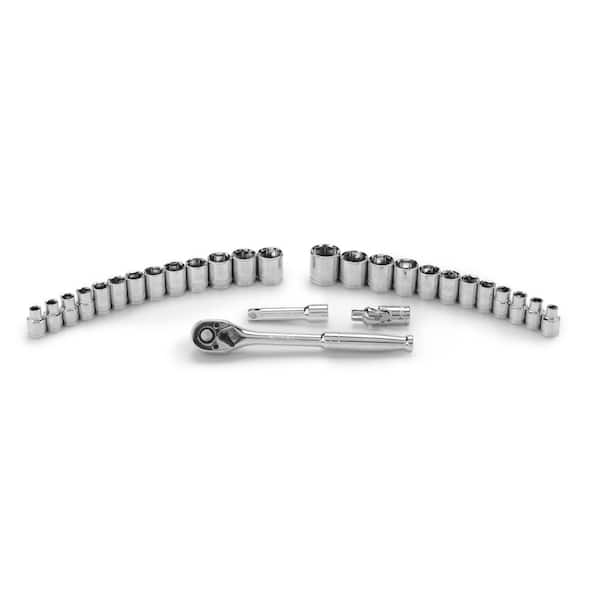 28-Piece 3/8 in. Drive Standard (SAE) and Metric Mechanics Ratchet Set and Socket Set