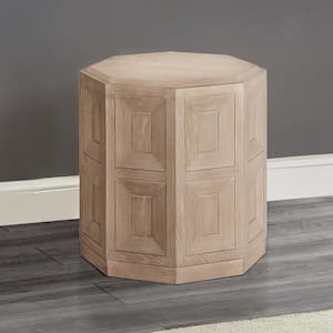 Flonnin 20 in. Tawny Octagon Wood End Table with Ornamental Sunken Panels