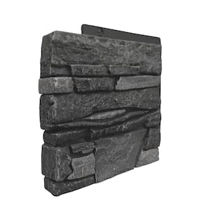 Stacked Stone Iron Ore 12 in. x 1.375 in. x 12 in. Faux Stone Siding Left Corner Panel