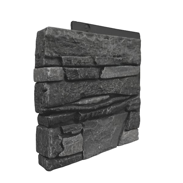 GenStone Stacked Stone Iron Ore 12 in. x 1.375 in. x 12 in. Faux Stone Siding Left Corner Panel