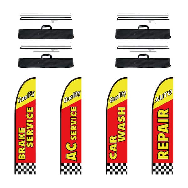 VEVOR 16.3 ft. Flagpole Kit for Auto Repair Business Advertising Telescoping Feather Flags and Outdoor Use Made of Aluminum