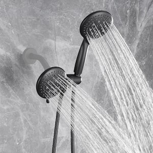 2-in-1 5-Spray Patterns with 1.8 GPM 4.7 in. Wall Mount Dual Shower Heads in Matte Black