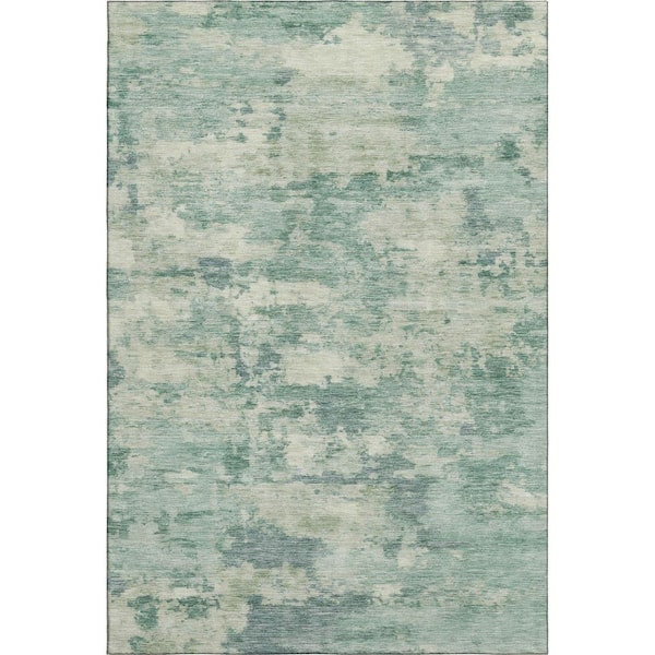 Mayfield Premium Machine Washable Abstract AMF2074 Teal 3 ft. x 4 ft. Area Rug