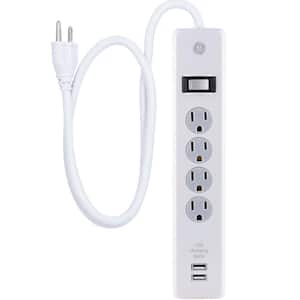 4-Outlet 2-USB Surge Protector with 3 ft. Cord, White