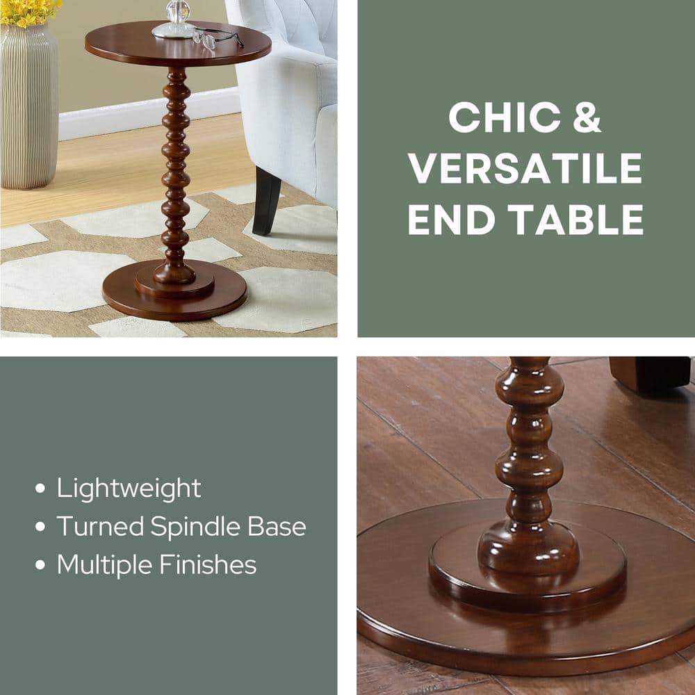 Espresso Round Wood Spindle Base Side Table
