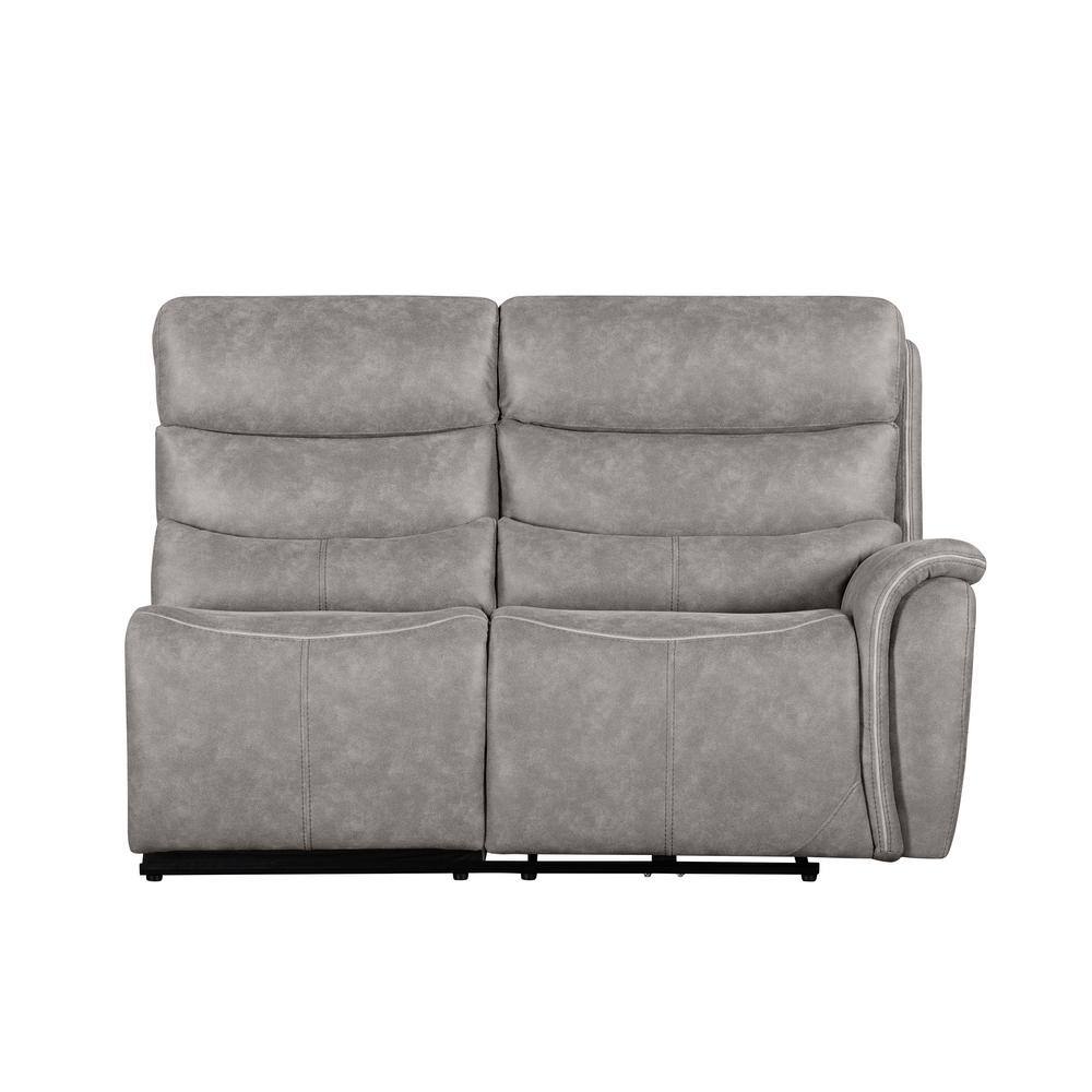 Kamari Gray Fabric Three-Piece Sectional with Round Arm and Cup Holder