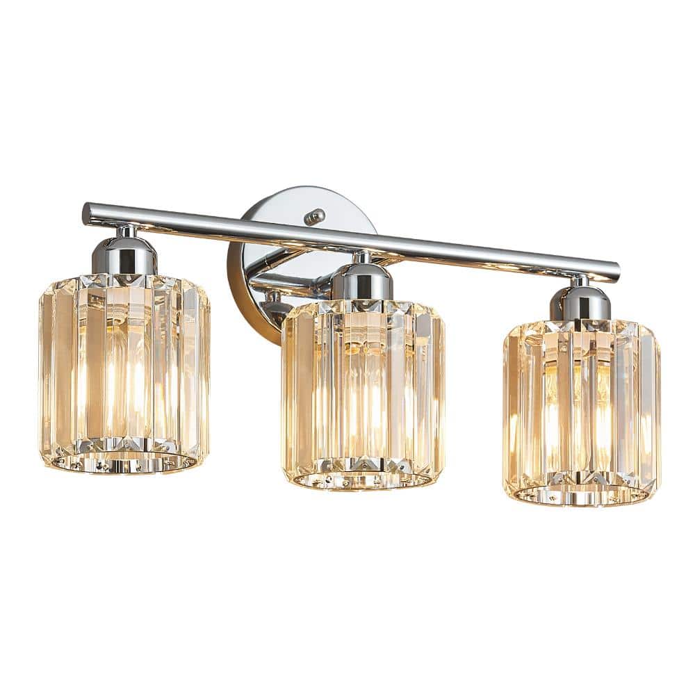 18.9 in.2-Light Chrome Clear Crystal Bathroom Vanity Light Over Mirror For Bathroom Dressing Table Bulbs Not Included price history on PriceWatchPro