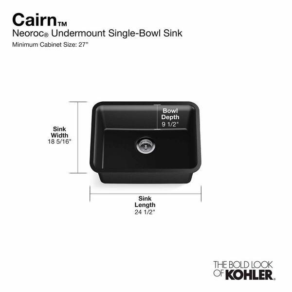 KOHLER Cairn Undermount Neoroc Composite 24.5 in. Single Bowl Kitchen Sink in Matte White