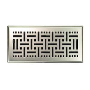 10 in. W x 4 in. H Floor Register in Wicker Design and Satin Nickel for Duct Opening of 10 in. W. x 4 in. H