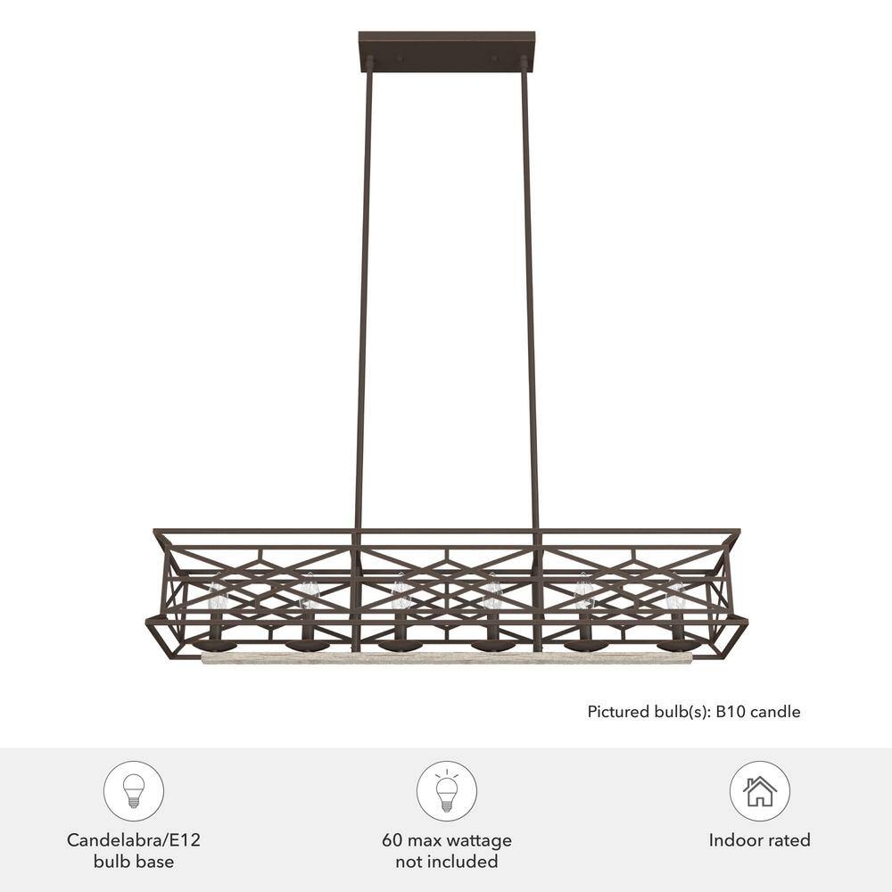 Langwood Onyx Bengal 6-Light Vintage Linear Chandelier