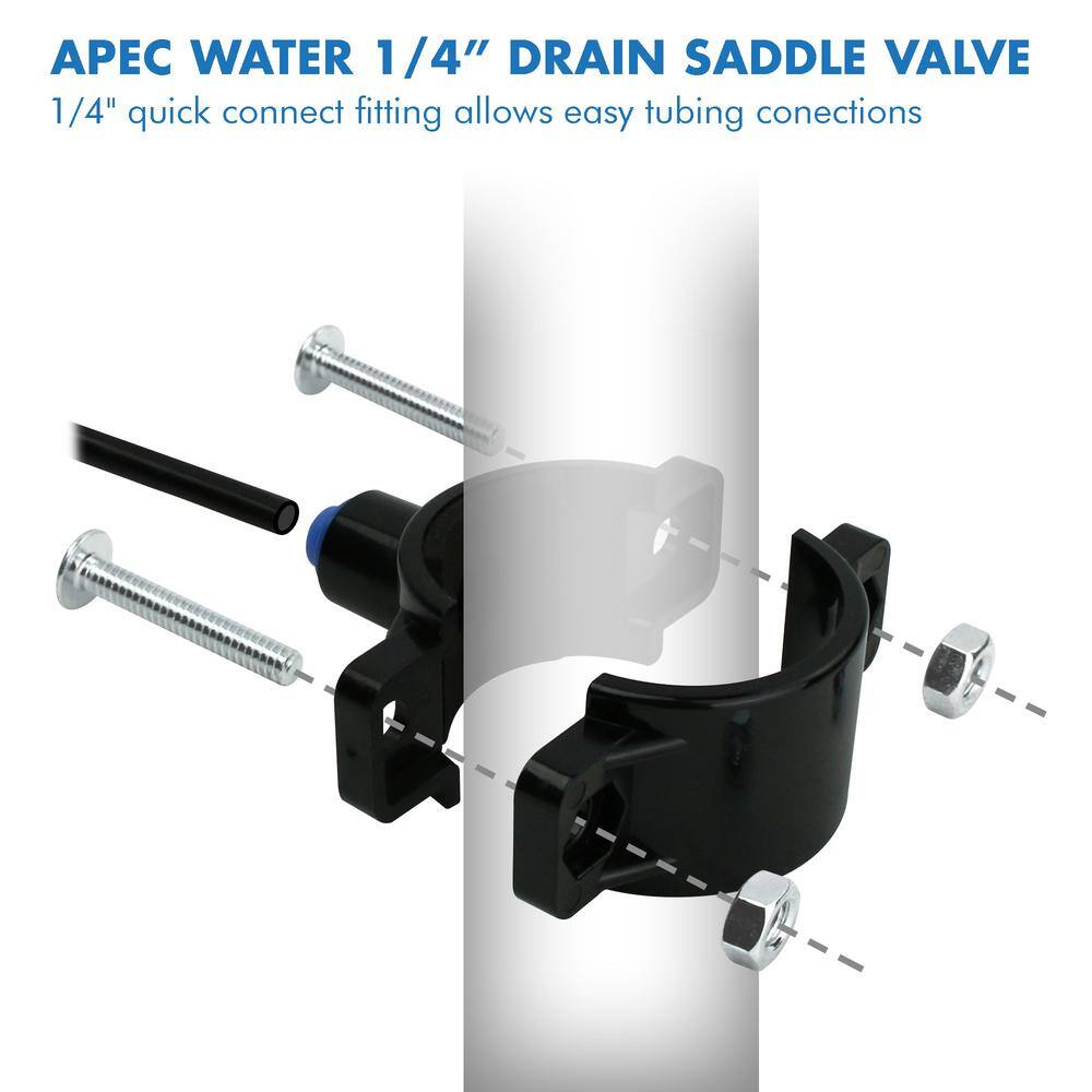 thumbnail image 2 of 10-Pack 1/4" Quick Connect Drain Saddle Valves For RO Water Filter Systems | DClamps DSQ-4 2 of 4