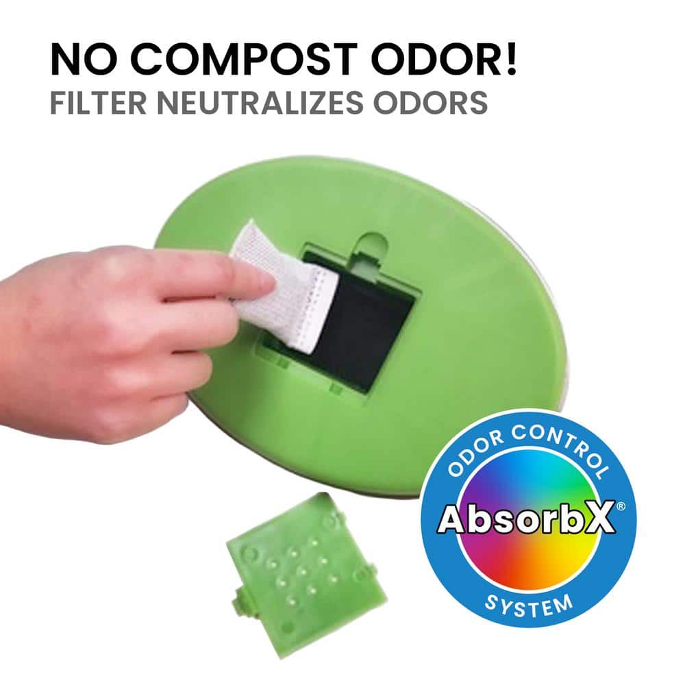 Titanium Stainless Steel 1.6 Gallon Kitchen Compost Bin with AbsorbX Odor Filter
