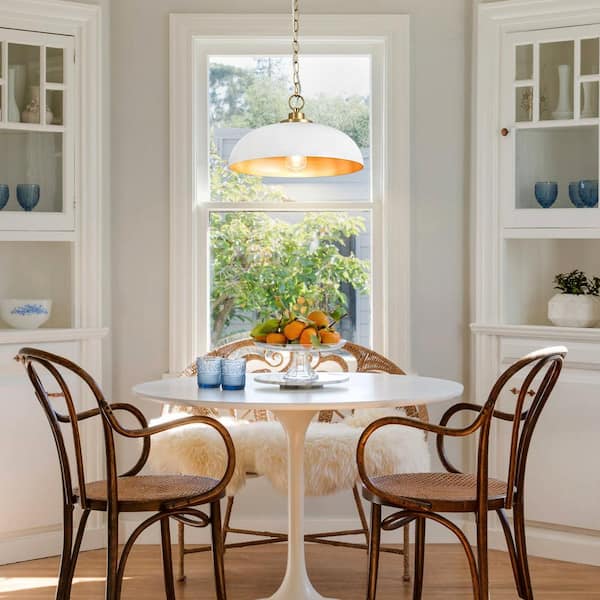 LLHZSY 15.75 in. Wide 1-Light White and Brass Modern Transitional