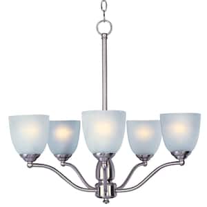 Stefan 5-Light Satin Nickel Chandelier with Frosted Shade