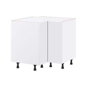 Fairhope Bright White Slab Assembled Base Corner Kitchen Cabinet (36 in. W x 34.5 in. H x 24 in. D)