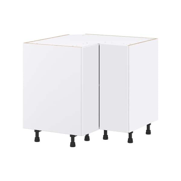Timberline 36 in. W x 24 in. D x 34.5 in. H Assembled Slab Standard Corner Base Kitchen Cabinet in Bright White