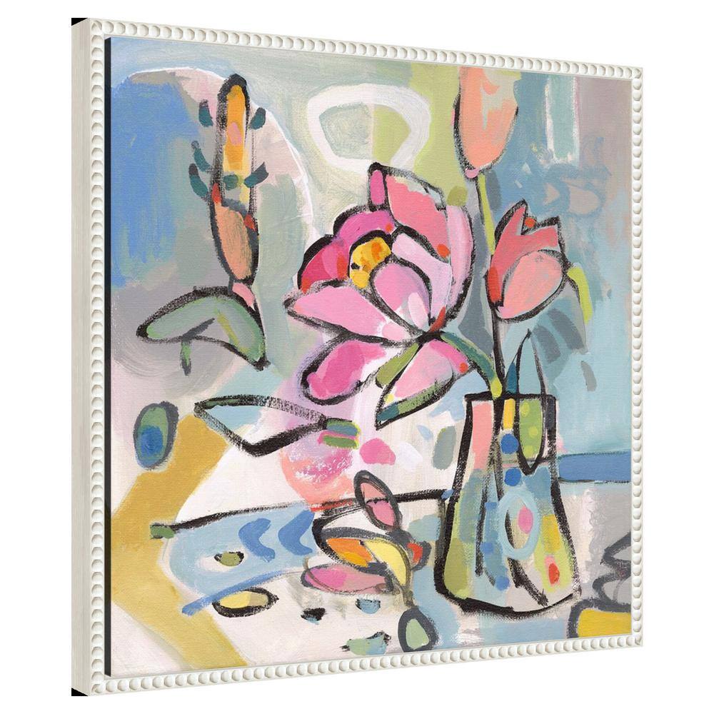 Beaded Frame Abstract Floral Canvas Wall Art
