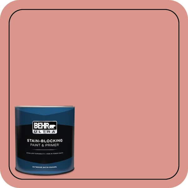 BEHR ULTRA 1 qt. #180D-4 Coral Serenade Satin Enamel Exterior Paint & Primer