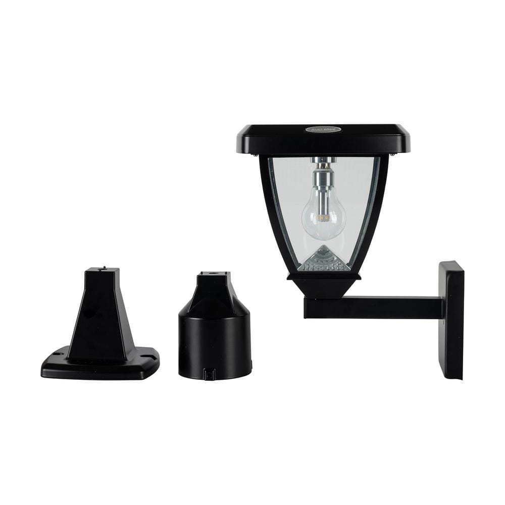 GAMA SONIC Aurora Bulb 13 in. 1-Light Black Outdoor Solar Warm White Post  Light with Pier Base or Wall Sconce Mounting Options 124B033 - The Home  Depot