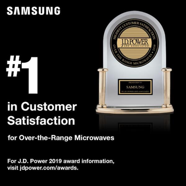 Samsung 30 In 1 9 Cu Ft Over The Range Microwave In Fingerprint Resistant Stainless Steel Me19r7041fs The Home Depot