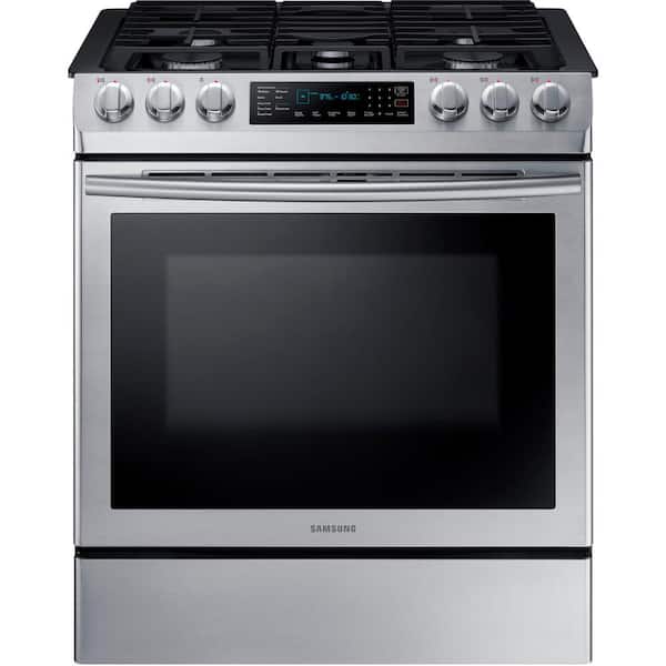 Samsung 30 in. 5.8 cu. ft. Single Oven Gas Slide-In Range with Self-Cleaning and Fan Convection Oven in Stainless Steel