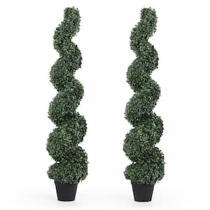 48 in. Green Artificial Boxwood Topiaries in Pot 2-Pack