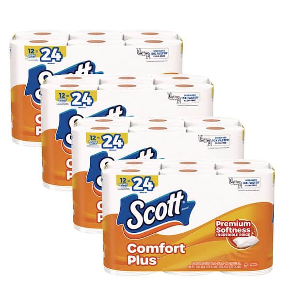 Scott ComfortPlus Toilet Paper, Double Roll, Septic Safe, 1-Ply