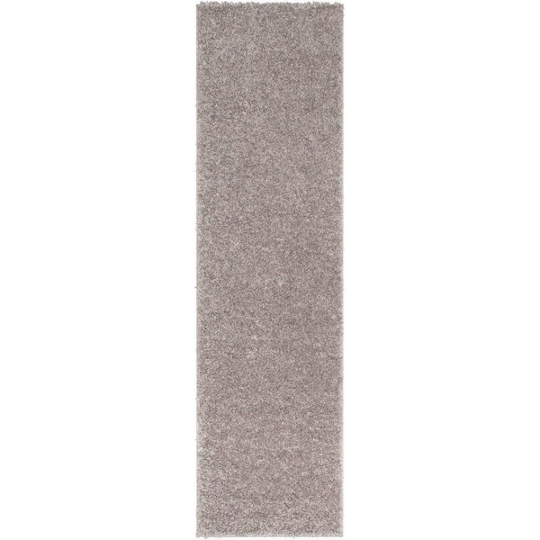 Elle Basics Emerson Solid Shag Beige/Grey 2 ft. 7 in. x 9 ft. 6 in. Runner Area Rug