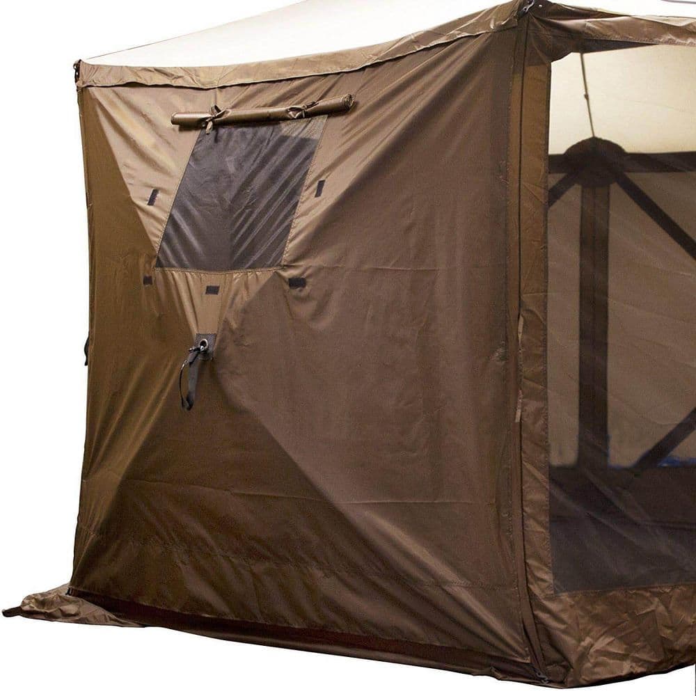 Brown 9'x9' Portable Outdoor Gazebo with Wind Panels