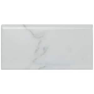 Classico Carrara Glossy Bullnose 3 in. x 6 in. Glossy Ceramic Wall Tile Trim (5.0 sq. ft. /Pack)