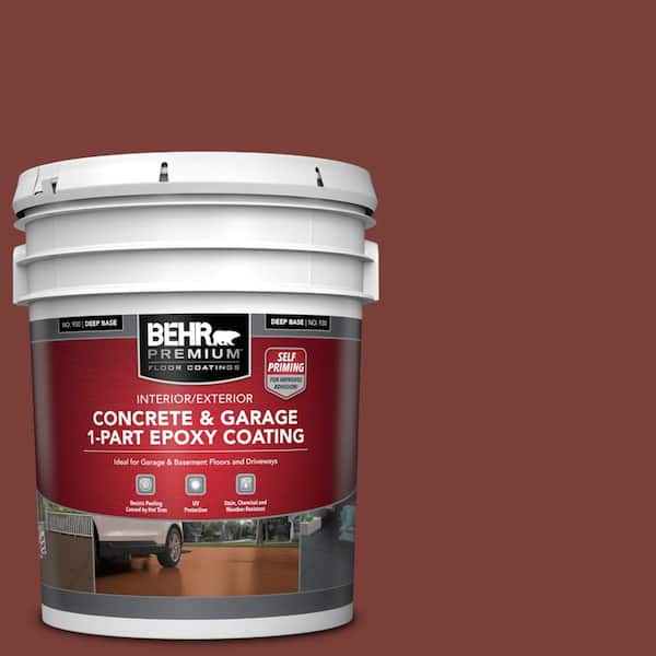 BEHR PREMIUM 5 gal. #PPU2-02 Red Pepper Self-Priming 1-Part Epoxy Satin Interior/Exterior Concrete and Garage Floor Paint