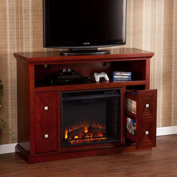 Southern Enterprises Adrian 47.75 in. Freestanding Media Electric Fireplace in Cherry