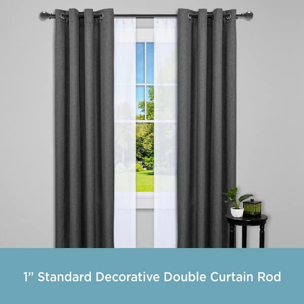 48 Inch Heavy Duty Drapery Rod 1 Inch Silver Bay Window Curtains Rod Set Bedroom Sliding Door Kitchen Farmhouse Curtain Rods for Grommet Blackout Curtains 