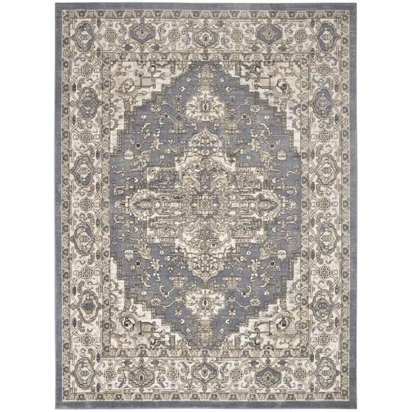 Nourison Concerto Blue 6 ft. x 9 ft. Center medallion Transitional Area Rug