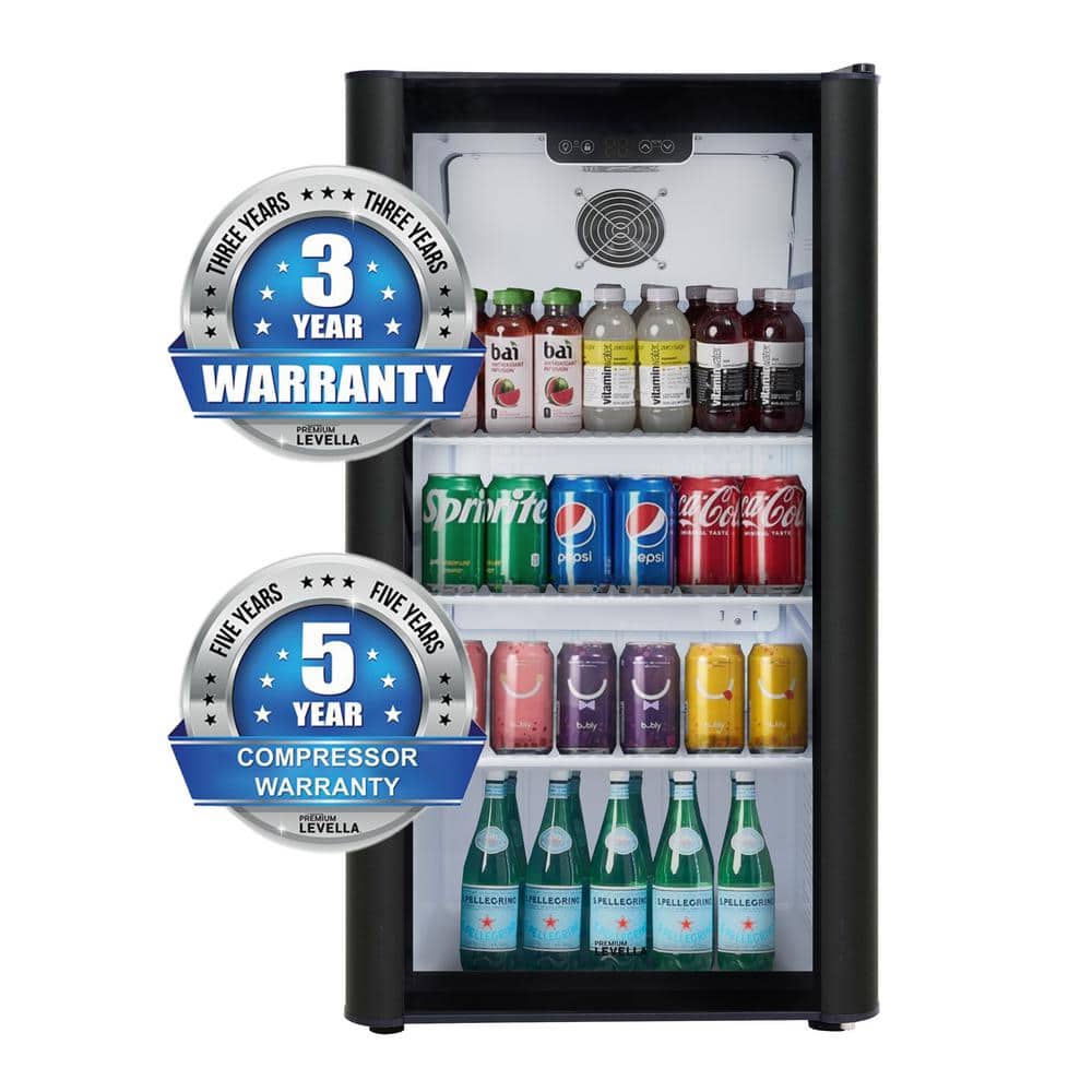 Black Glass Door Display Refrigerator with Adjustable Shelves